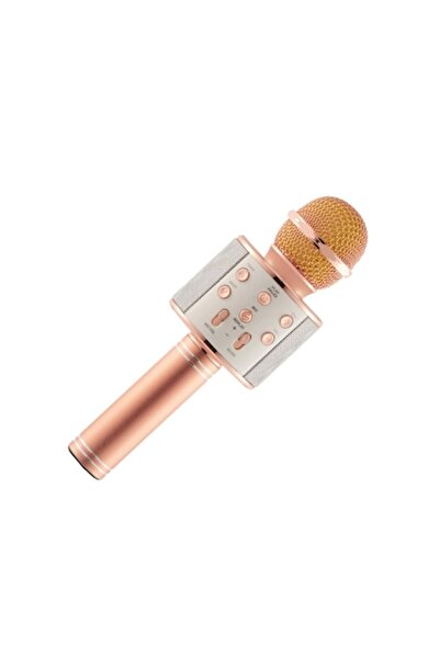 stuffix Kids karaoke microphone with Bluetooth, built-in speaker, wireless, USB, rose-gold, SmartK