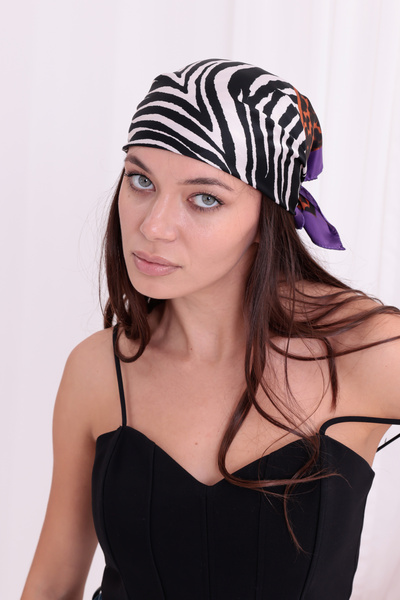 Zebra Leopar Mix Düz Fular