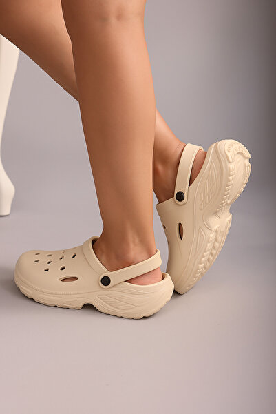 Rivetta Unisex Sandals Slippers Cappuccino Orthopedic Non-Slip High Sole Daily Hospital Sea Pool Slippers