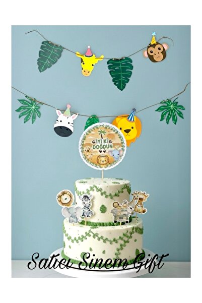 Sinem Gift Safari Doğum Günü Konsepti - Safari Pasta Süsü - Safari Cupcake Sü...