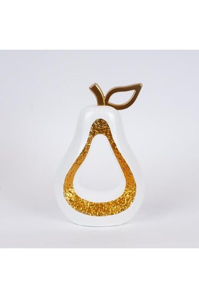 EUROLAMP decorațiune pară din polirășină H24,8 cm auriu-alb