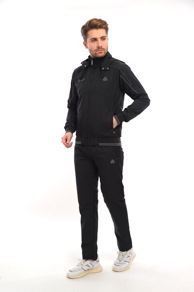 SOCCER Twill Combed Fabric Coming Out Hooded Men's Sportswear Tracksuit Set 4158