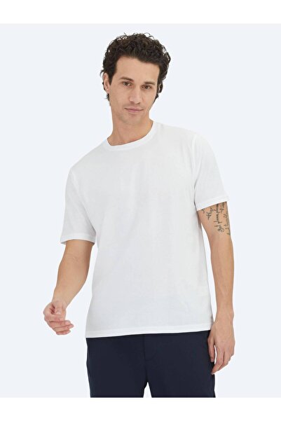 Kip White Plain Crew Neck 100% Cotton T-Shirt