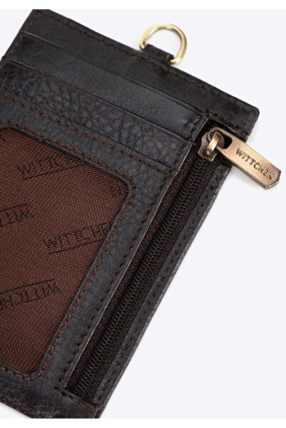 Wittchen Men's Card Holder made of genuine leather with a strap, dark brown, dark brown