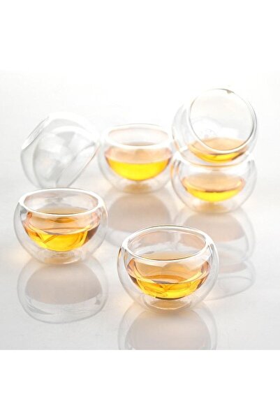 ellahomedekor Çift Cidarlı Sosluk 50 ml 6 Adet 6'lı Borosilikat Cam Sos Çerez...