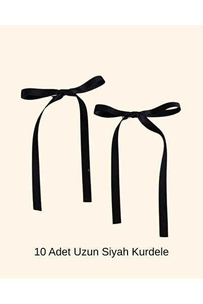 Organizasyon Pazarı 10 Adet Uzun Sİyah Kurdele Dekoratif Saten Fiyonk Hediye ...