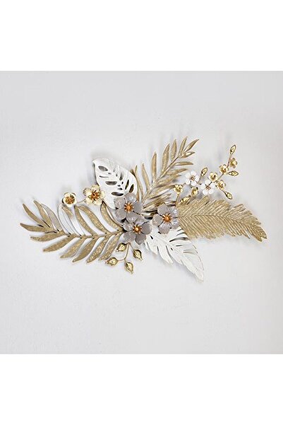 EUROLAMP Decorațiune murală tropicală din metal, H50,5 cm, auriu-argintiu