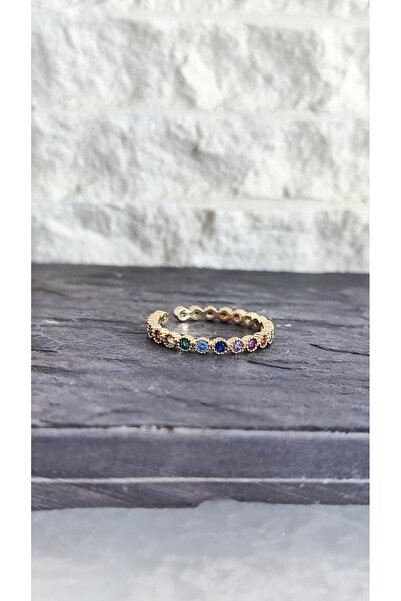 Desire Ayarlanabilir renkli taşlı tam tur yüzük