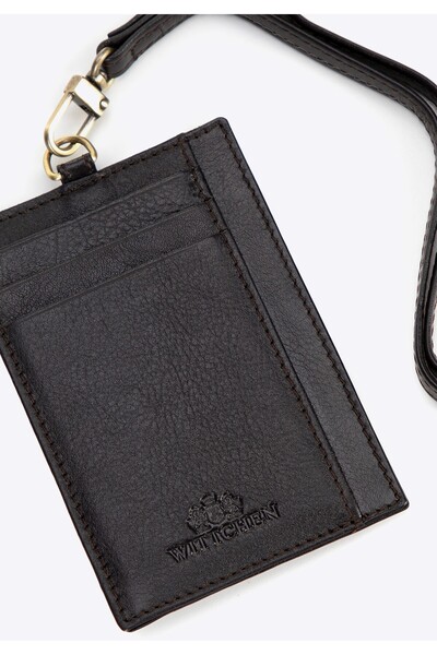 Wittchen Men's Card Holder made of genuine leather with a strap, dark brown, dark brown