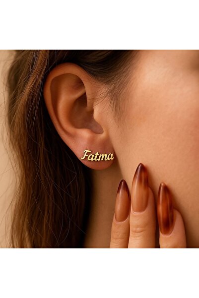 DM Kişiye Özel İsimli Küpe | 925 Ayar Gümüş | Altın - Gümüş - Rose | Özel Tasarım Hediyelik