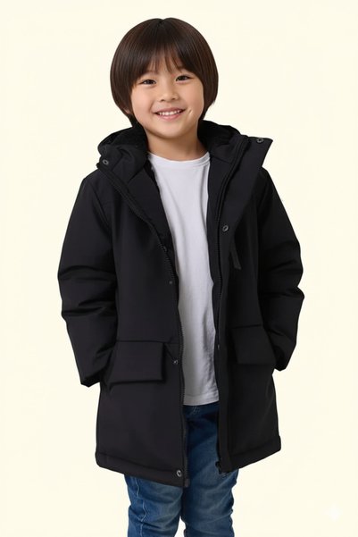 blayn jeans Erkek Çocuk Kürklü Su Ve Rüzgar Geçirmez Kapüşonlu Kışlık Mont & Kaban & Parka