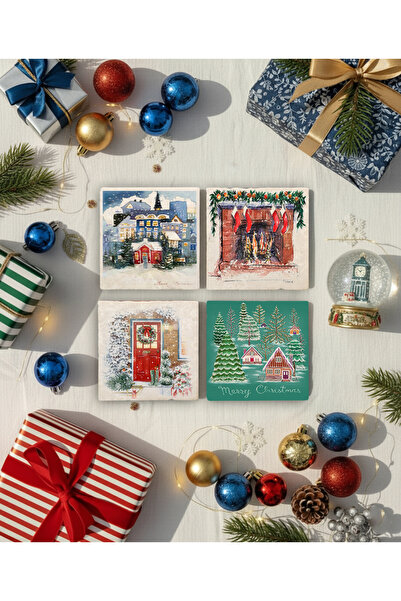 Creatick Design New Year's Themed Stone Coasters, New Year's Gift, Set of 4, ...
