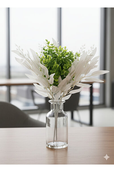 yapay çiçek evi 2 White Olive Branches with 16 Branches of Boxwood Arrangement Bouquet