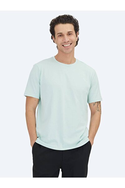 Kip Light Green Plain Crew Neck 100% Cotton T-Shirt
