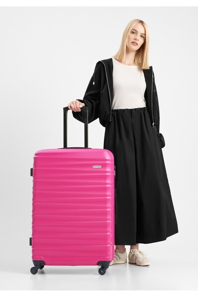 Wittchen Men's Large ABS Suitcase with Ribbing, Pink, Pink ABS
