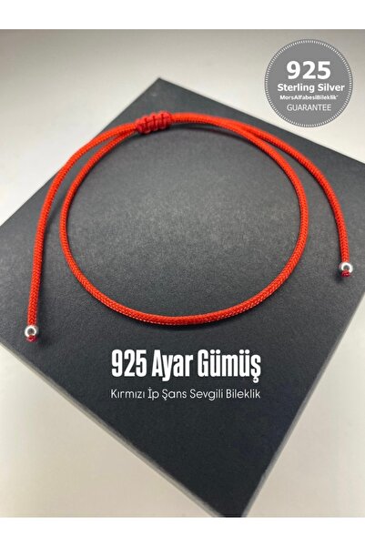 boriso Kırmızı İp Şans Sevgili Bileklik 925 ayar gümüş