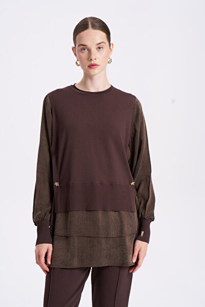 Niliwi 3107 Eteği Çift Katlı Kupra Tunik