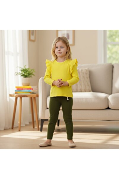 SeaBubbles Girl's Leggings Set with Ruffled Shoulders