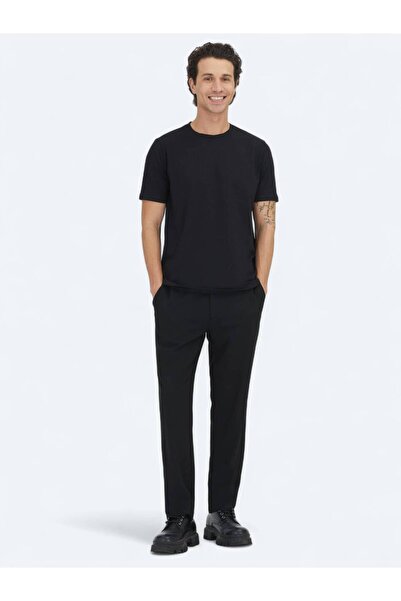 Kip Black Plain Crew Neck 100% Cotton T-Shirt