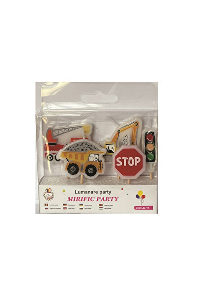 Mirific Party Set of 5 cake candles, multicolor, 6 cm, construction vehicles,...
