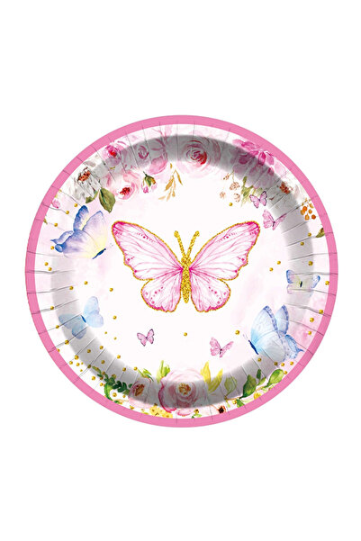 Mirific Party Set of 8 multicolor cake plates, 18 cm, butterflies, PZ 3847