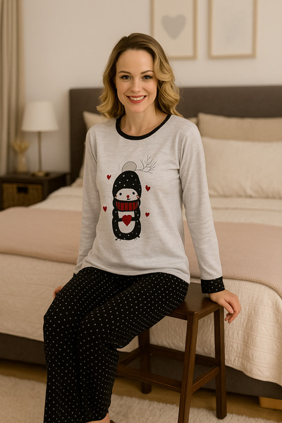 NİCE MOOD Set de pijamale cu mânecă lungă pentru femei