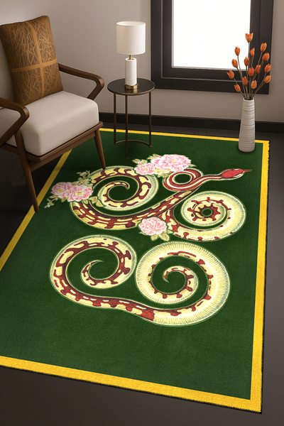 Rugs Modern Halı MOSSO Μπλε Μωβ Αποχρώσεις Έθνικ Λουλούδια με Σχέδιο Υφαντή Β...