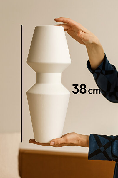 Lui Tasarım Dekoratif İskandinav Bohem Modern Tarz Krem Renk vazo Seramik XXL...