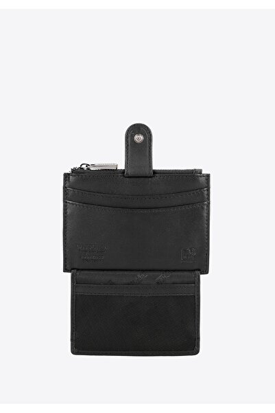 Wittchen Portcarduri bărbătești din piele cu buzunar pentru breloc de proximitate, negru, piele