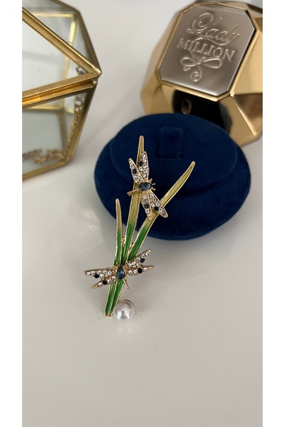 SU PERİSİ TAKI BİJUTERİ GOLD ZİRKON TAŞLI YUSUFÇUK BROŞ