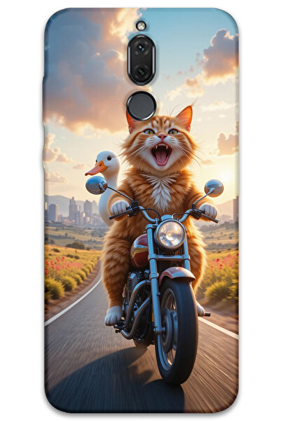 MRCİLETİSİM غطاء خلفي لهاتف هواوي ميت 10 لايت بنمط HD مطبوع - قطة مجنونة