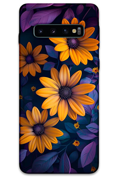 MRCİLETİSİM غطاء خلفي لهاتف سامسونج جالاكسي S10 بلس بنمط HD مطبوع - زهرة صفراء