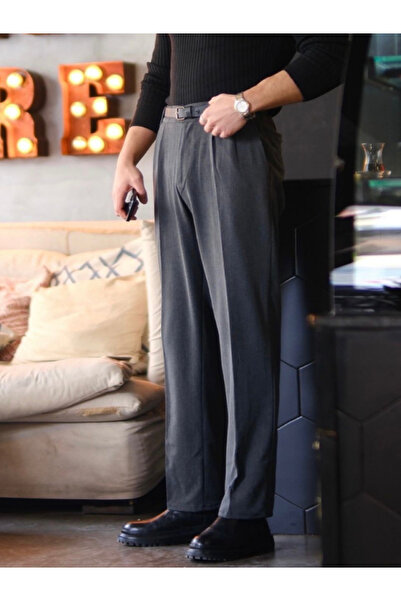 VAVEYLO MENS FASHION %100 Pamuk Pileli Baggy Old Money Kumaş Pantolon