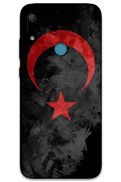 MRCİLETİSİM غطاء خلفي لهاتف هواوي Y6S بنمط HD مطبوع - علم أسود