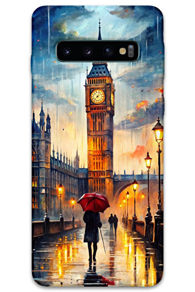 MRCİLETİSİM غطاء خلفي لهاتف سامسونج جالاكسي S10 بنمط HD مطبوع - برج الساعة