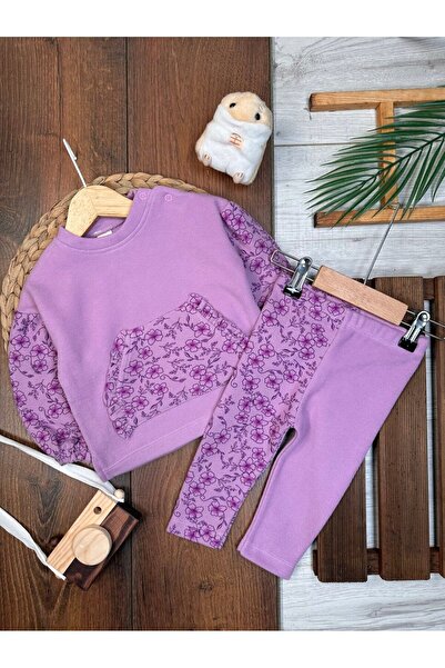 Kids Kingdom طقم بناتي مكون من قطعتين من قماش السيلانيك المخملي الفاخر مع تفا...