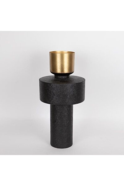 EUROLAMP Vază metalică H42 cm Negru-Auriu