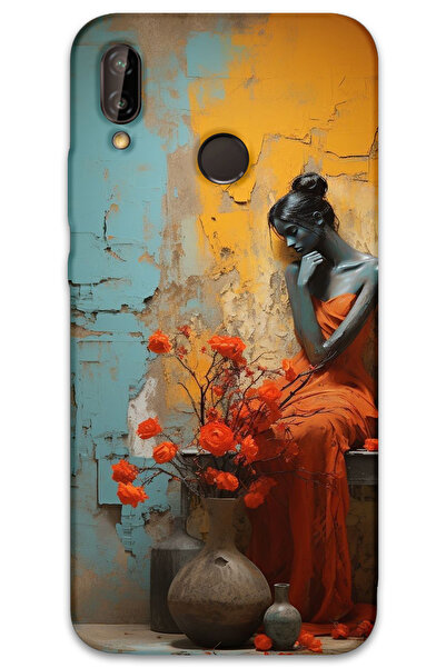 MRCİLETİSİM غطاء خلفي لهاتف هواوي P20 لايت بنمط HD مطبوع - امرأة وحيدة