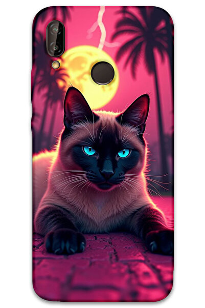 MRCİLETİSİM غطاء خلفي لهاتف هواوي P20 لايت بنمط HD مطبوع - قطة مشغولة