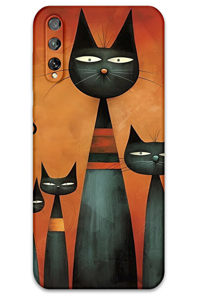 MRCİLETİSİM غطاء خلفي لهاتف هواوي P Smart S / Y8P بنمط HD مطبوع - فن القطط