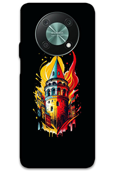 MRCİLETİSİM غطاء خلفي لهاتف هواوي نوفا Y90 بنمط HD مطبوع - أصفر أحمر جالاتا