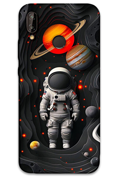 MRCİLETİSİM غطاء خلفي لهاتف هواوي P20 لايت بنمط HD مطبوع - كواكب رواد الفضاء