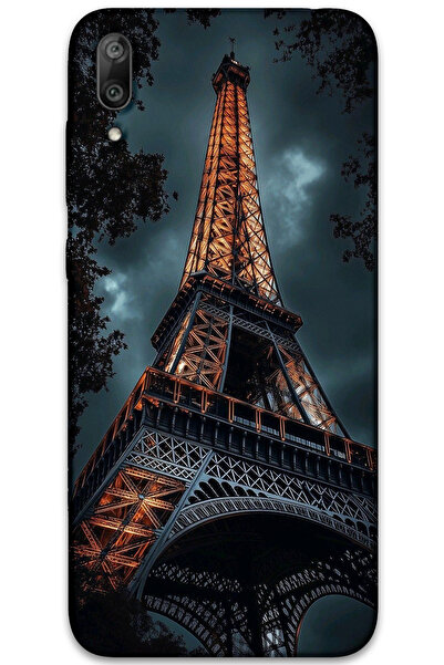 MRCİLETİSİM غطاء خلفي لهاتف هواوي Y7 برايم 2019 بنمط HD مطبوع - برج ايفل