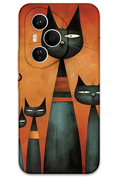 MRCİLETİSİM Huawei Honor 400 Pro Kılıf HD Desen Baskılı Arka Kapak - Sanat Kedi