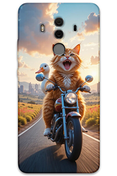 MRCİLETİSİM غطاء خلفي لهاتف هواوي ميت 10 برو بنمط HD مطبوع - قطة مجنونة
