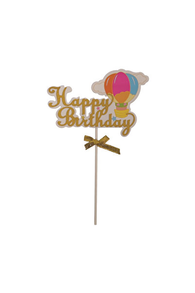 Mirific Party Multicolored cake topper - hot air balloon, "Happy Birthday"