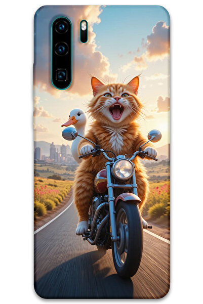 MRCİLETİSİM غطاء خلفي لهاتف هواوي P30 Pro بنمط HD مطبوع - قطة مجنونة