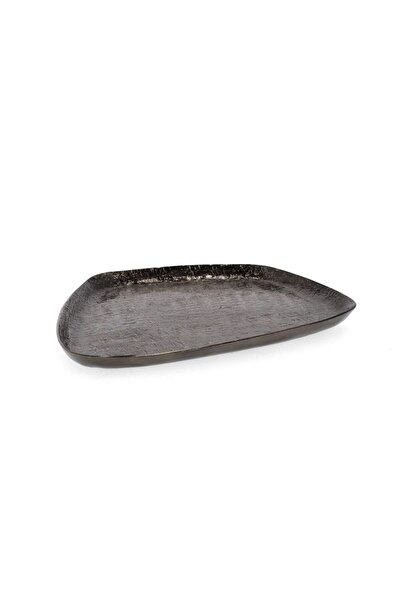 Bizzotto Lathe Brass Tray Anthracite 30x28