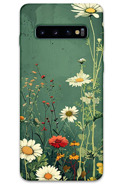 MRCİLETİSİM غطاء خلفي لهاتف سامسونج جالاكسي S10 بنمط HD مطبوع - ديزي أخضر