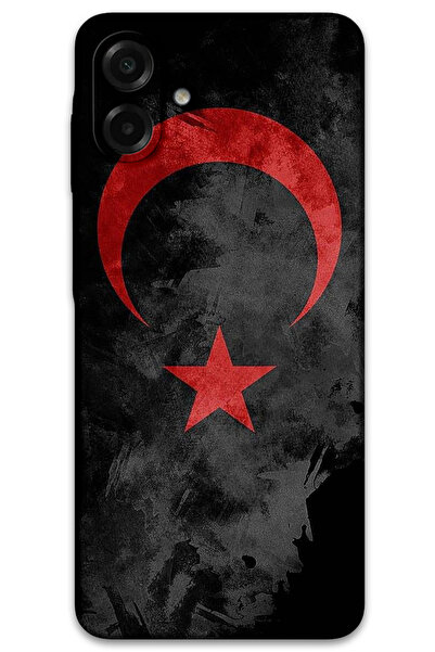 MRCİLETİSİM غطاء خلفي لهاتف سامسونج جالاكسي A07 HD Pattern مطبوع - علم أسود